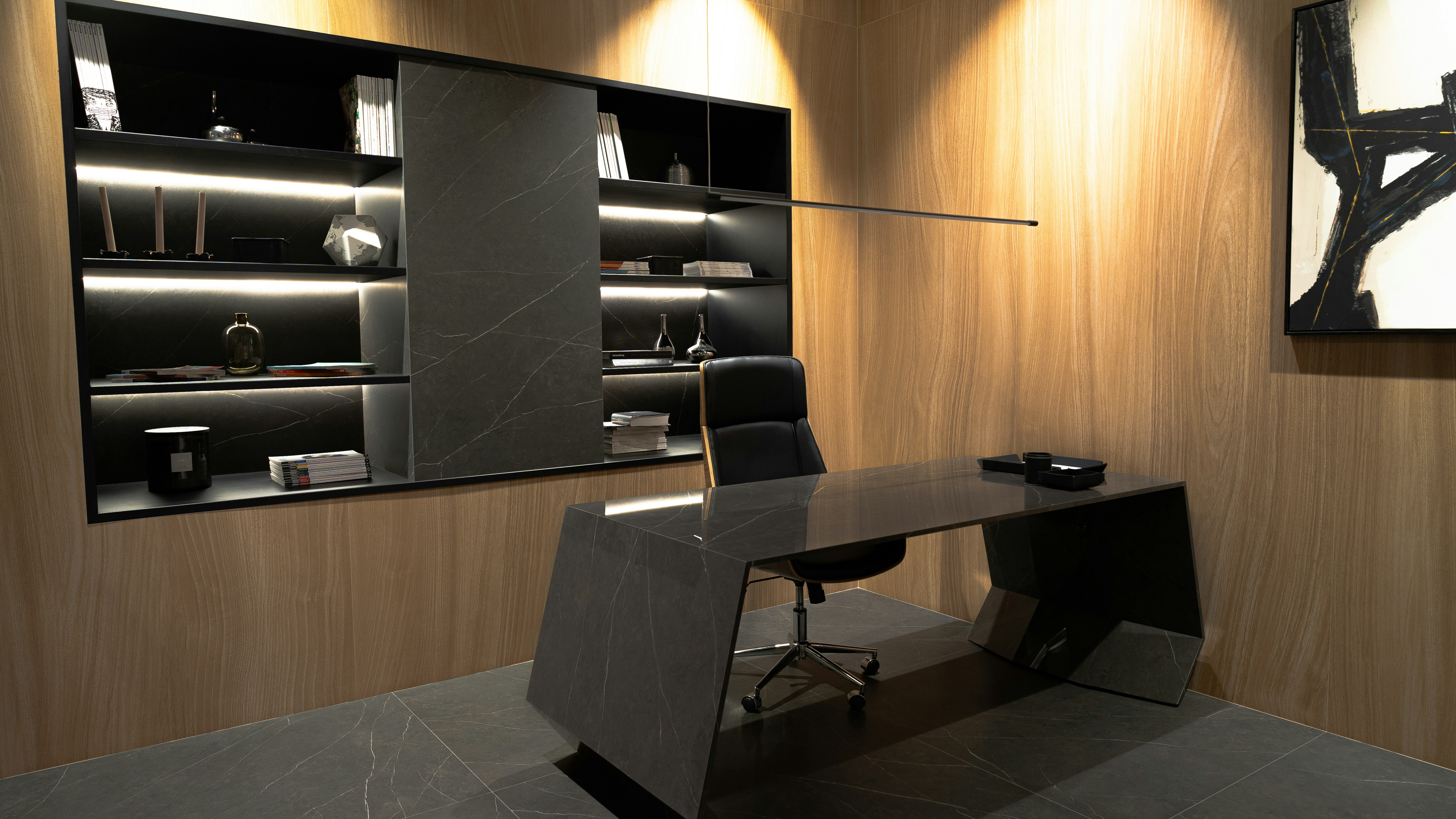 Home office with custom built-ins